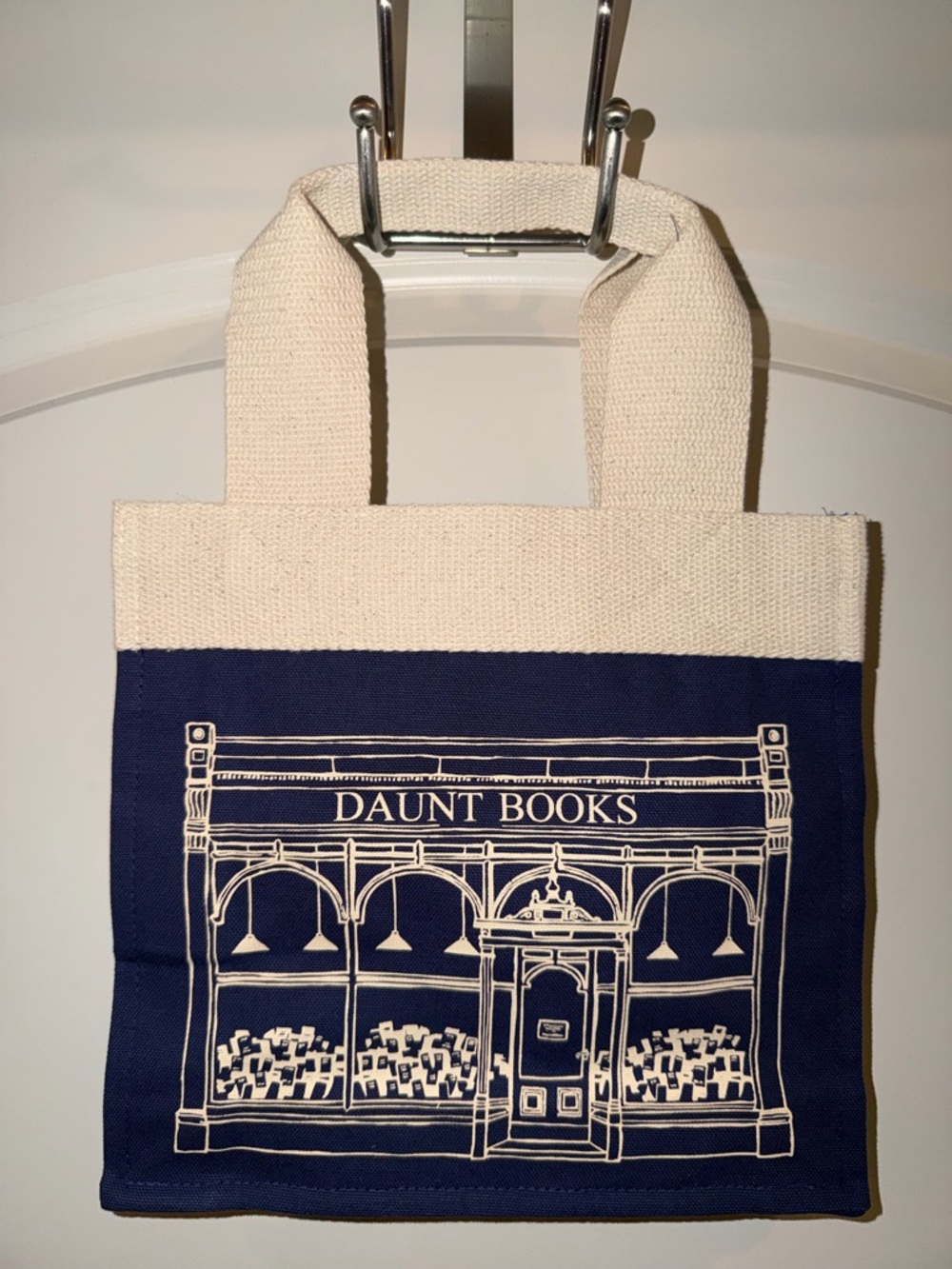 Daunt Books London Mini Canvas Tote in Navy and Cream, Brand New